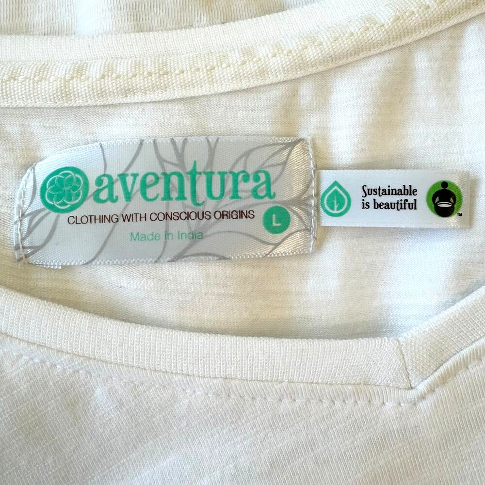 AVENTURA Organic Cotton Long Sleeve Shirt Women's Size L White Top - Picture 12 of 16